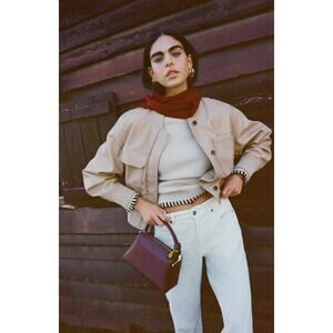 3.1 Phillip Lim Faux Leather Mixed Pocket Bomber in Brown